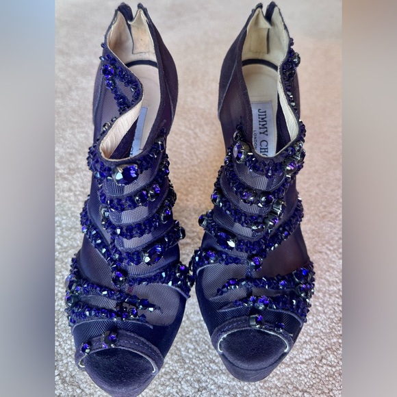 Jimmy Choo Purple Rhinestone Stiletto Heels - Picture 2 of 12